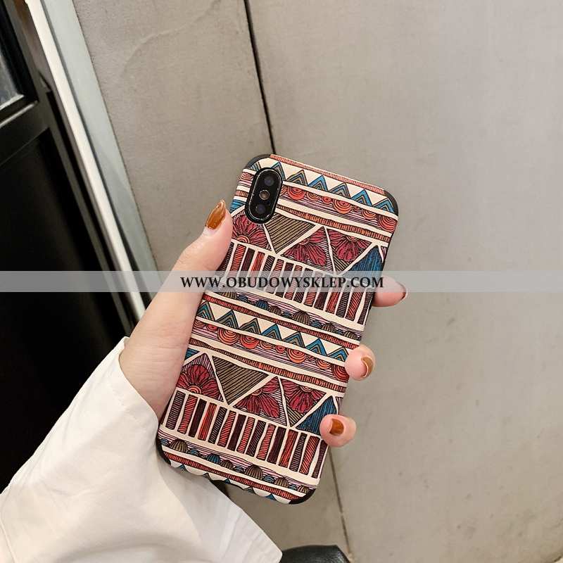 Etui iPhone X Relief Niebieski Telefon Komórkowy, Futerał iPhone X Vintage Anti-fall Niebieska