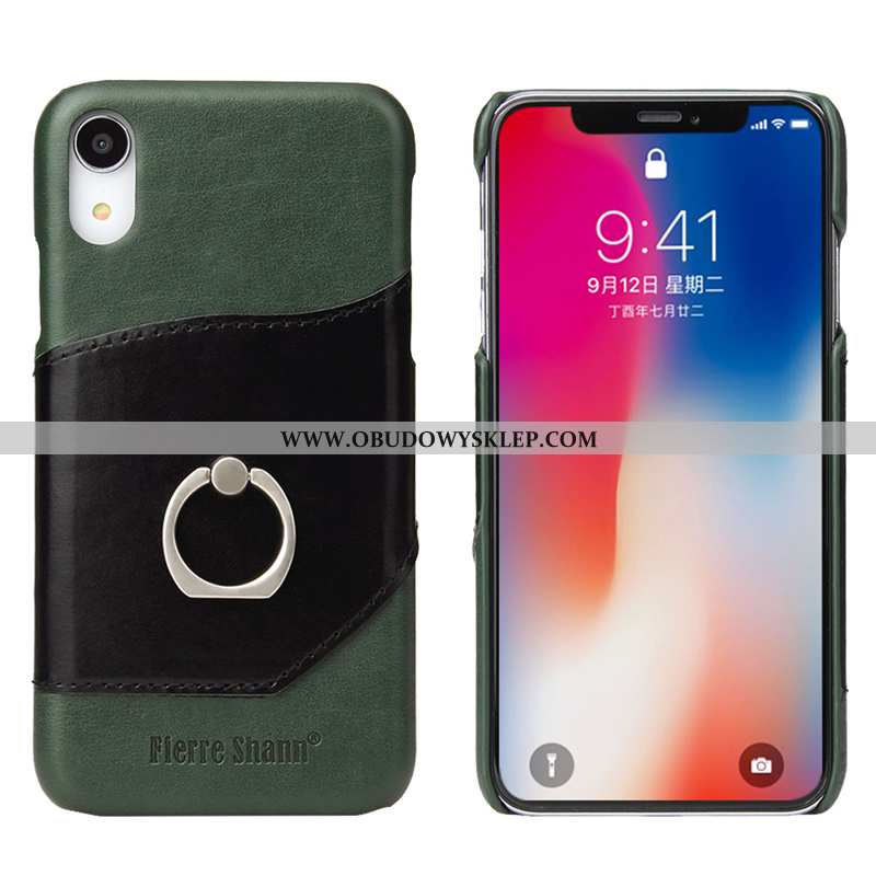 Etui iPhone Xr Prawdziwa Skóra Czerwony, Futerał iPhone Xr Akcesoria Wspornik Czerwona