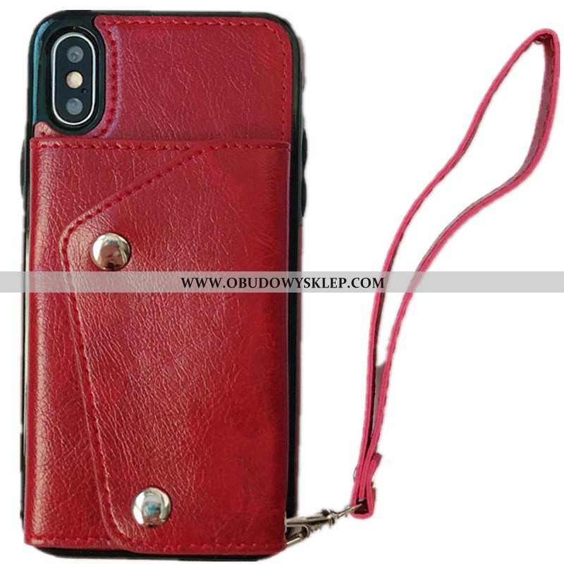 Etui iPhone Xs Max Trendy Czerwony Netto Czerwony, Futerał iPhone Xs Max Skórzane Pakiet Kart Czerwo