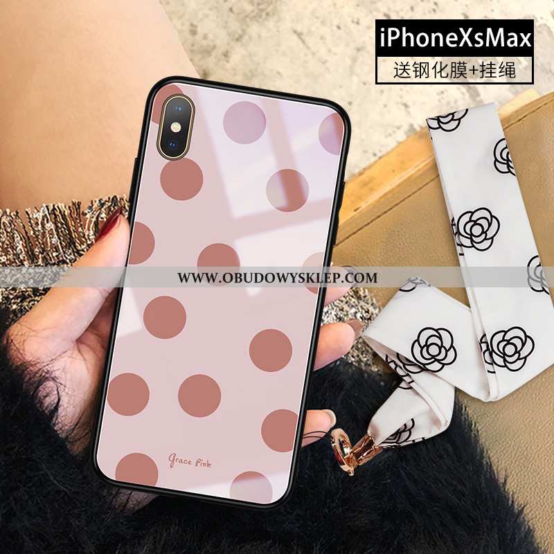 Etui iPhone Xs Max Trendy Telefon Komórkowy Nowy, Futerał iPhone Xs Max Szkło Rozowa