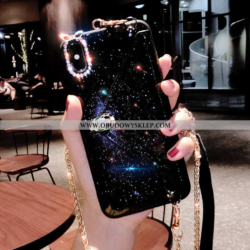 Etui iPhone Xs Trendy Pakiet Kart Futerał, Futerał iPhone Xs Rhinestone Anti-fall Czarna