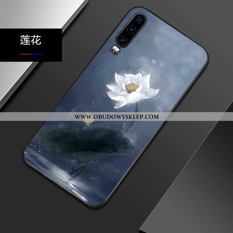 Futerał Huawei P30 Nubuku Niebieski Relief, Pokrowce Huawei P30 Osobowość Ochraniacz Niebieska