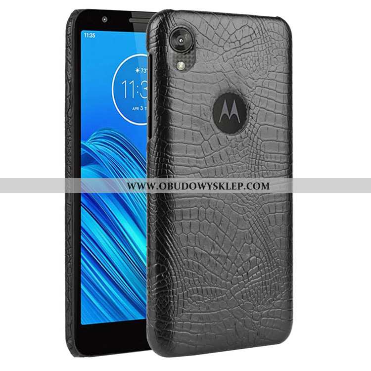 Futerał Moto E6 Plus Wzór Ochraniacz, Pokrowce Moto E6 Plus Trendy Skóra Czarna