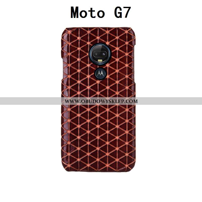 Futerał Moto G7 Skóra Luksusowy Czarny, Pokrowce Moto G7 Ochraniacz Moda Czarna