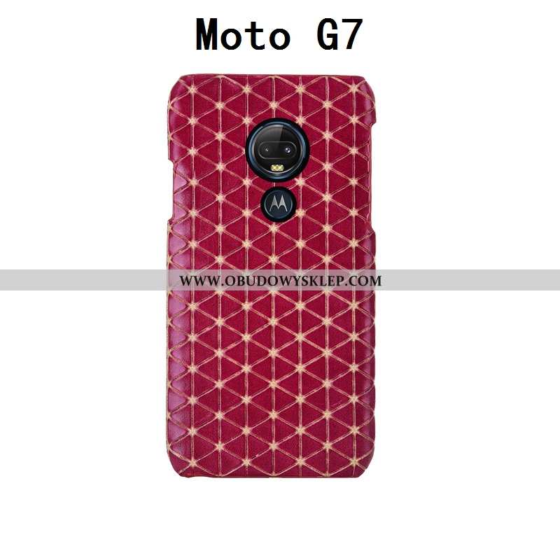 Futerał Moto G7 Skóra Luksusowy Czarny, Pokrowce Moto G7 Ochraniacz Moda Czarna