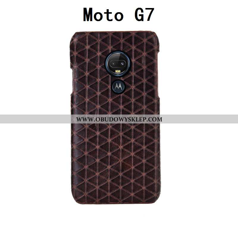 Futerał Moto G7 Skóra Luksusowy Czarny, Pokrowce Moto G7 Ochraniacz Moda Czarna