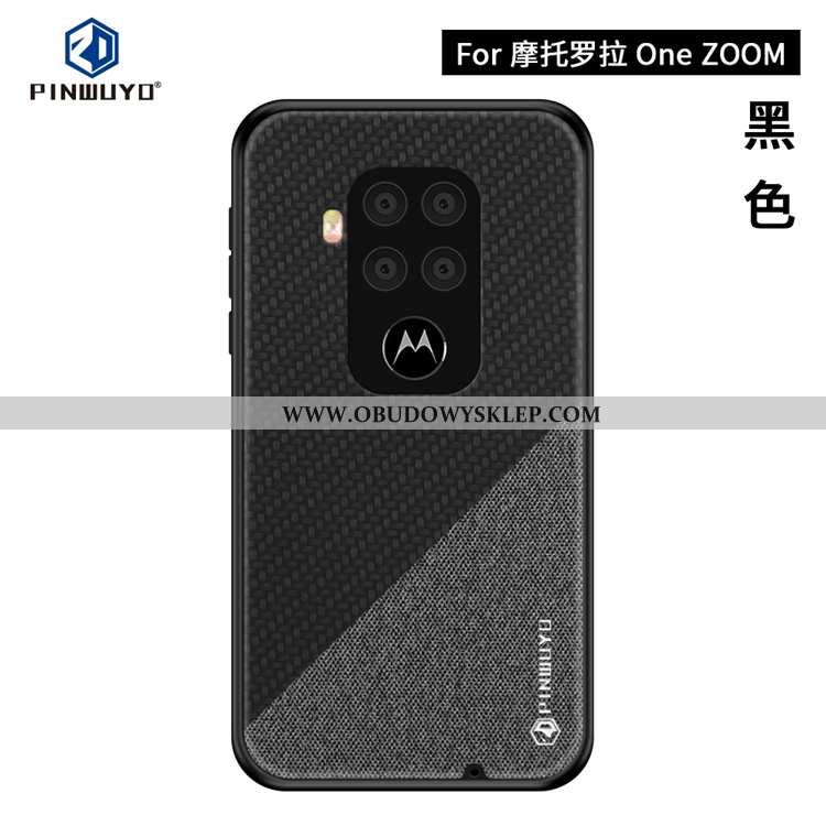 Futerał Motorola One Zoom Super Ciemno Niebieski Płótno, Pokrowce Motorola One Zoom Cienkie Telefon 