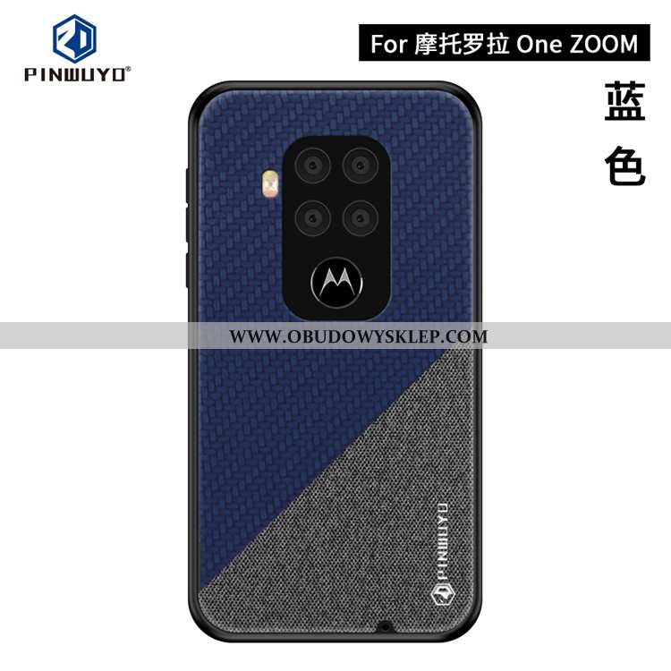 Futerał Motorola One Zoom Super Ciemno Niebieski Płótno, Pokrowce Motorola One Zoom Cienkie Telefon 