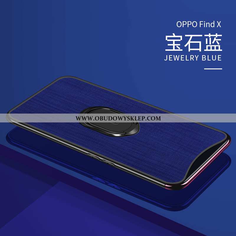 Futerał Oppo Find X Skóra Telefon Komórkowy Ciemno Niebieski, Pokrowce Oppo Find X Wzór Biznes Grana