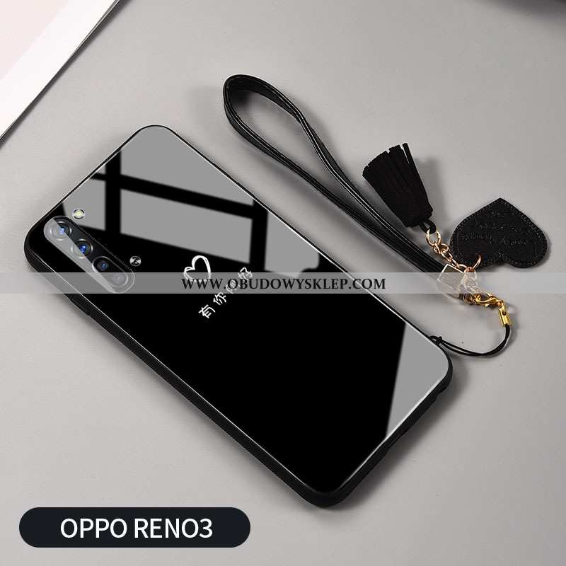 Futerał Oppo Reno 3 Moda Telefon Komórkowy Lustro, Pokrowce Oppo Reno 3 Osobowość Świeży Czarna