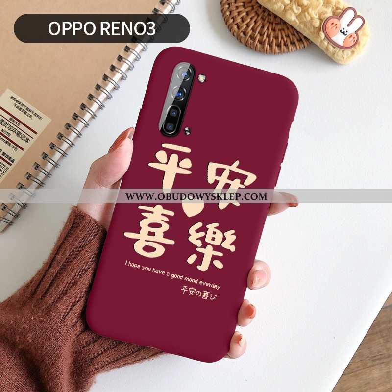 Futerał Oppo Reno 3 Ochraniacz Czerwony Miękki, Pokrowce Oppo Reno 3 Nubuku Cienkie Czerwona