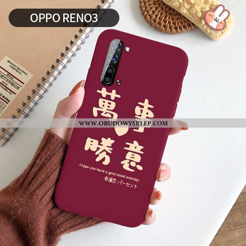 Futerał Oppo Reno 3 Ochraniacz Czerwony Miękki, Pokrowce Oppo Reno 3 Nubuku Cienkie Czerwona