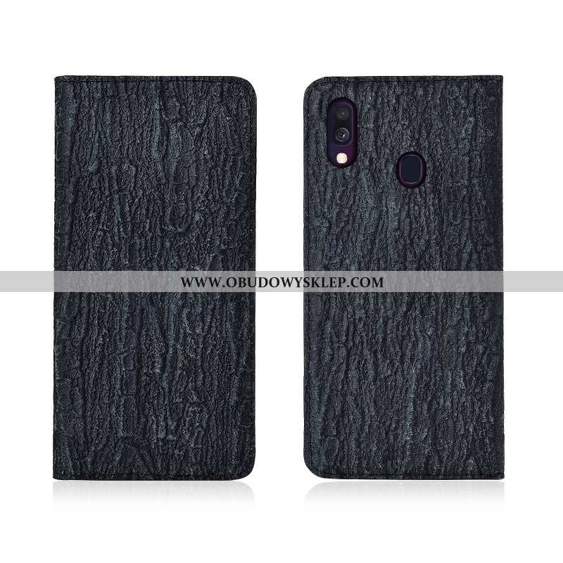 Futerał Samsung Galaxy A40 Skórzane Etui Klapa Czerwony, Pokrowce Samsung Galaxy A40 Nubuku Skóra Cz