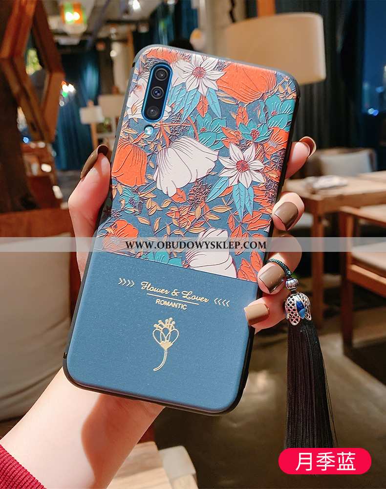 Futerał Samsung Galaxy A50 Relief Wiatr Miękki, Pokrowce Samsung Galaxy A50 Vintage Cienkie Niebiesk