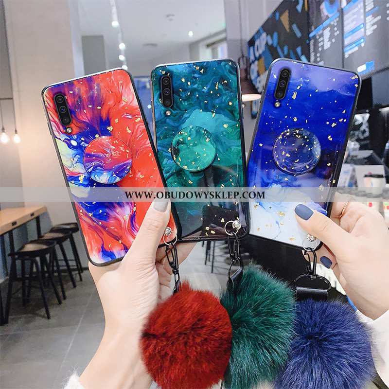 Futerał Samsung Galaxy A50 Super Wspornik Futrzany Pompon, Pokrowce Samsung Galaxy A50 Cienkie Moda 