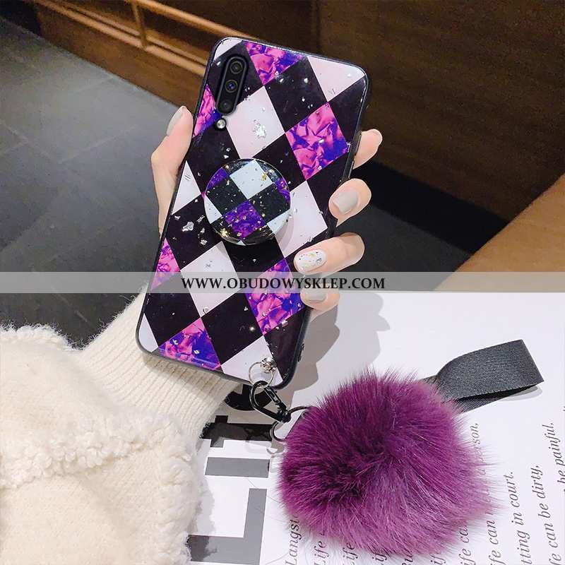 Futerał Samsung Galaxy A50 Super Wspornik Futrzany Pompon, Pokrowce Samsung Galaxy A50 Cienkie Moda 