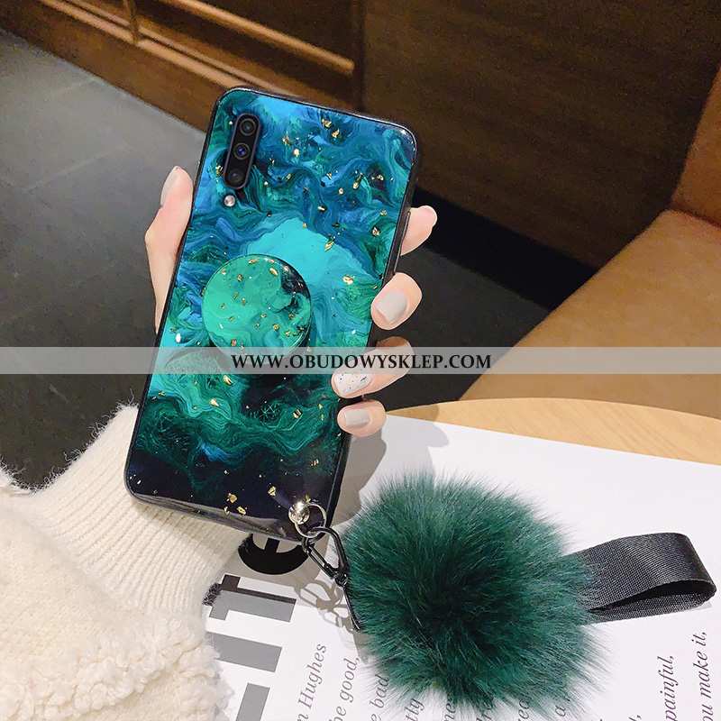 Futerał Samsung Galaxy A50 Super Wspornik Futrzany Pompon, Pokrowce Samsung Galaxy A50 Cienkie Moda 