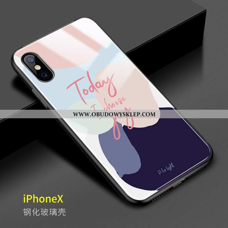 Futerał iPhone X Trendy Lustro Wiatr, Pokrowce iPhone X Szkło Wzór Rozowa