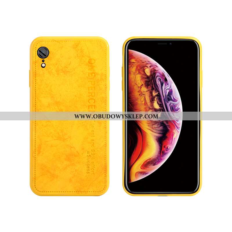 Futerał iPhone Xr Cienkie Żółty Lekki Luksus, Pokrowce iPhone Xr Silikonowe Skórzane Etui Żółta