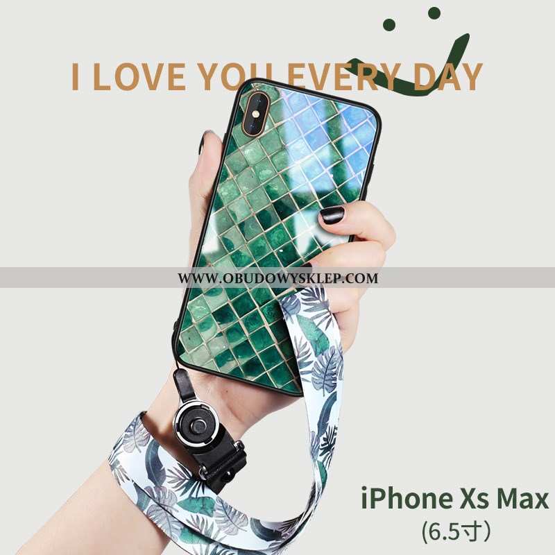 Futerał iPhone Xs Max Szkło Silikonowe Zielony, Pokrowce iPhone Xs Max Trendy Telefon Komórkowy Ziel