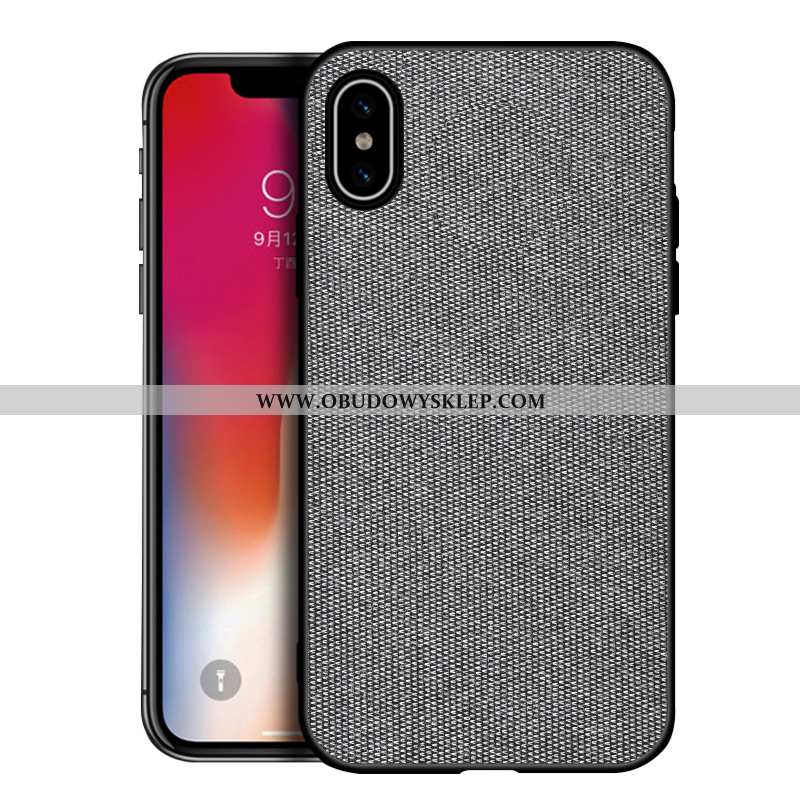 Futerał iPhone Xs Max Wzór Etui Nubuku, Pokrowce iPhone Xs Max Trendy Ochraniacz Szara