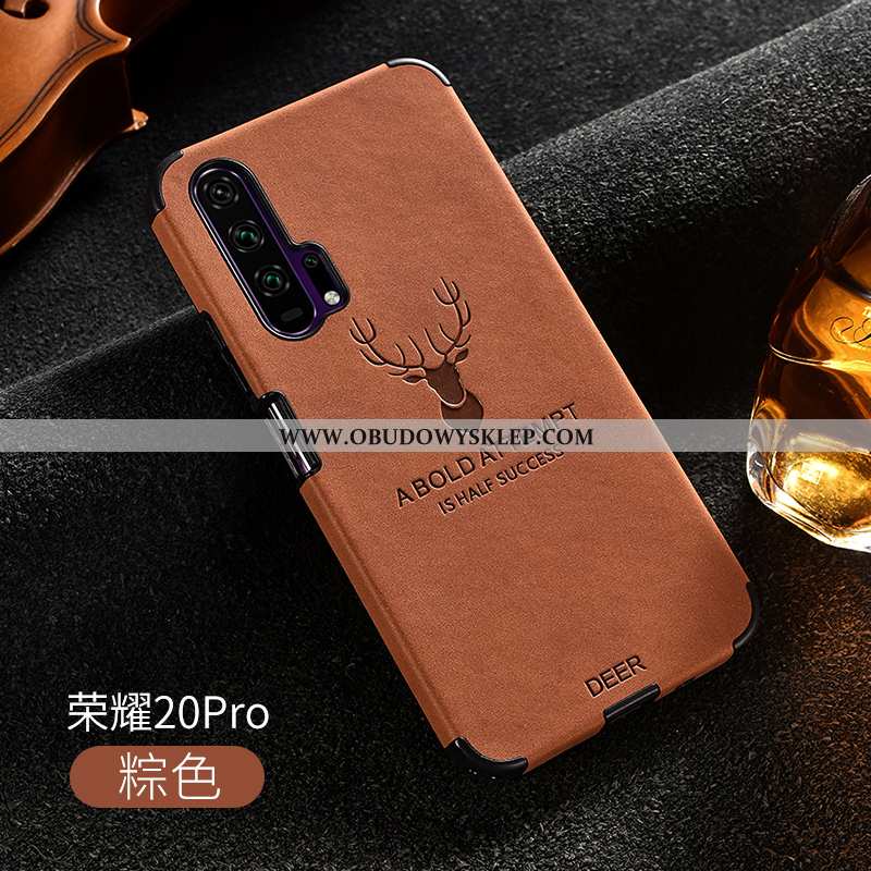 Obudowa Honor 20 Pro Skóra Futerał Ochraniacz, Etui Honor 20 Pro Trendy Nubuku Szara