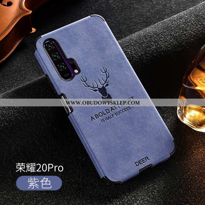 Obudowa Honor 20 Pro Skóra Futerał Ochraniacz, Etui Honor 20 Pro Trendy Nubuku Szara