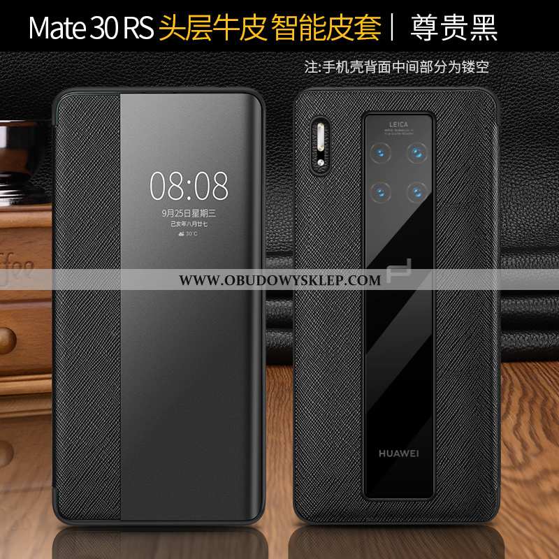 Obudowa Huawei Mate 30 Rs Skórzane Etui Futerał Etui, Huawei Mate 30 Rs Prawdziwa Skóra Czerwony Cze