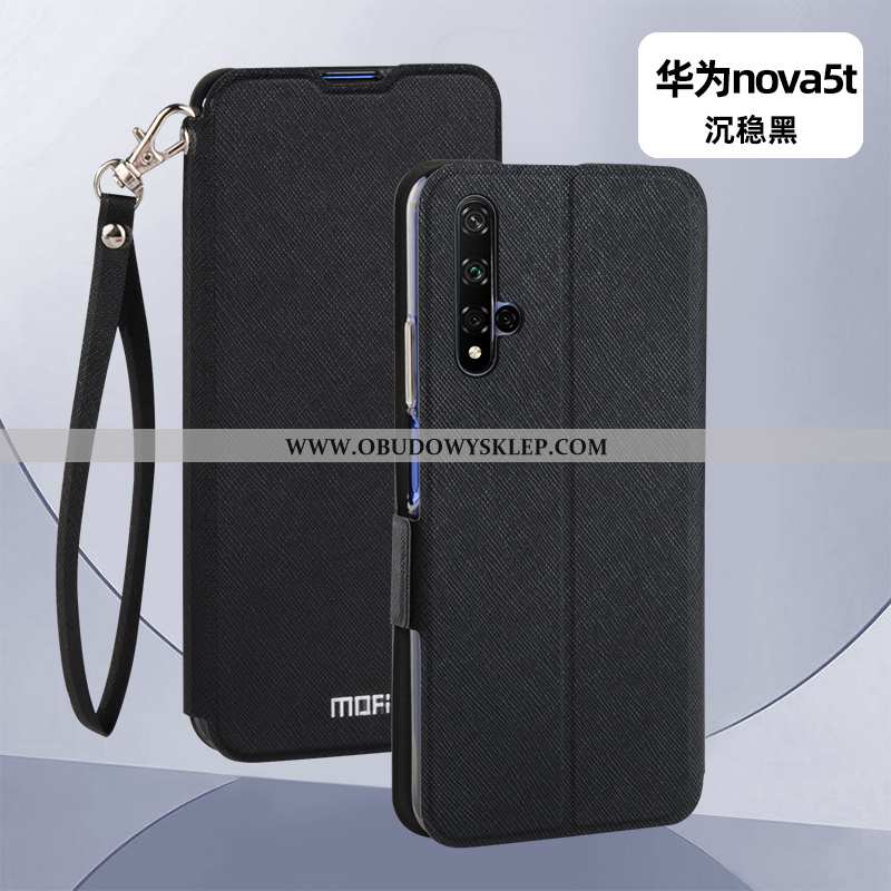 Obudowa Huawei Nova 5t Miękki All Inclusive Skórzane Etui, Etui Huawei Nova 5t Silikonowe Czarna