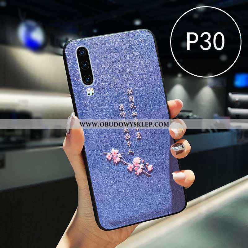 Obudowa Huawei P30 Skóra Chiński Styl Zakochani, Etui Huawei P30 Miękki Silikonowe Niebieska