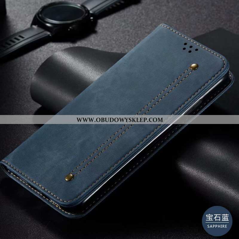 Obudowa Huawei P40 Lite Wzór Denim, Etui Huawei P40 Lite Skórzane Moda Brązowe