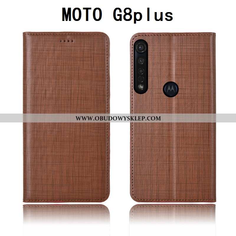 Obudowa Moto G8 Plus Ochraniacz Prawdziwa Skóra Etui, Etui Moto G8 Plus Skórzane Pokrowce Brązowe