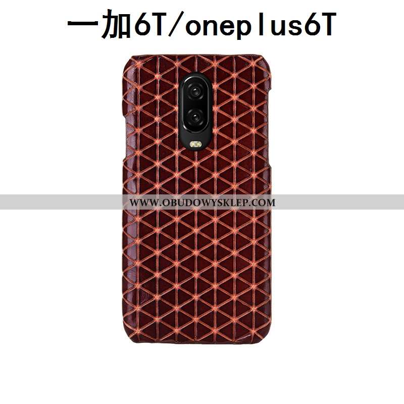 Obudowa Oneplus 6t Moda Krata Etui, Etui Oneplus 6t Luksusowy Ochraniacz Kawowy