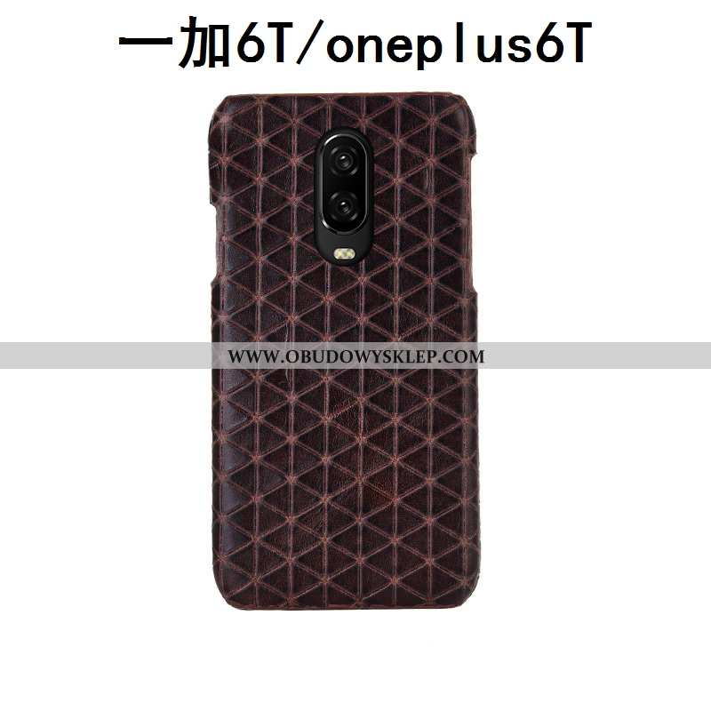 Obudowa Oneplus 6t Moda Krata Etui, Etui Oneplus 6t Luksusowy Ochraniacz Kawowy