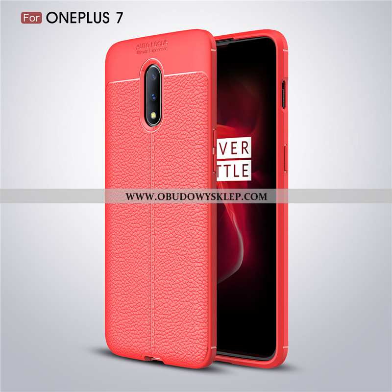 Obudowa Oneplus 7 Ochraniacz Litchi Telefon Komórkowy, Etui Oneplus 7 Skóra Wzór Czerwona