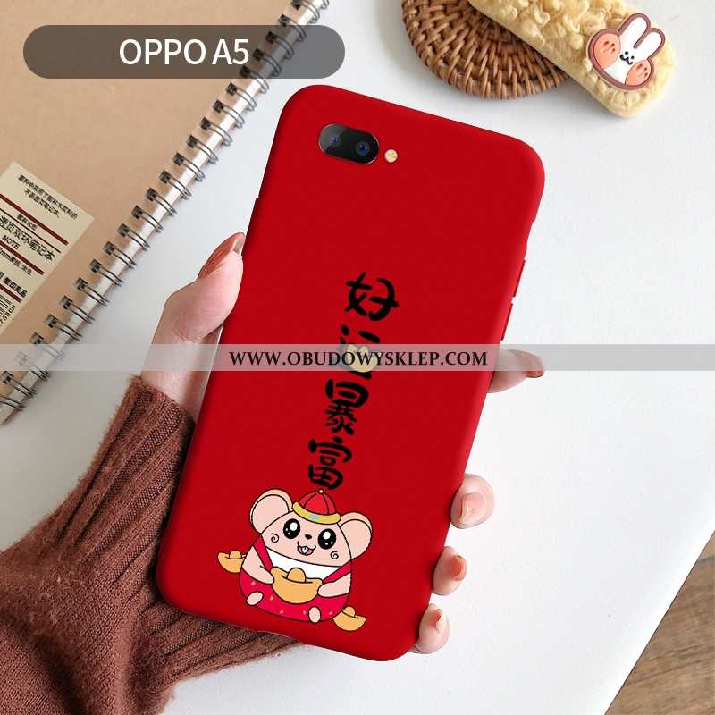 Obudowa Oppo A5 Kreskówka Futerał Proste, Etui Oppo A5 Piękny Rat Czerwona