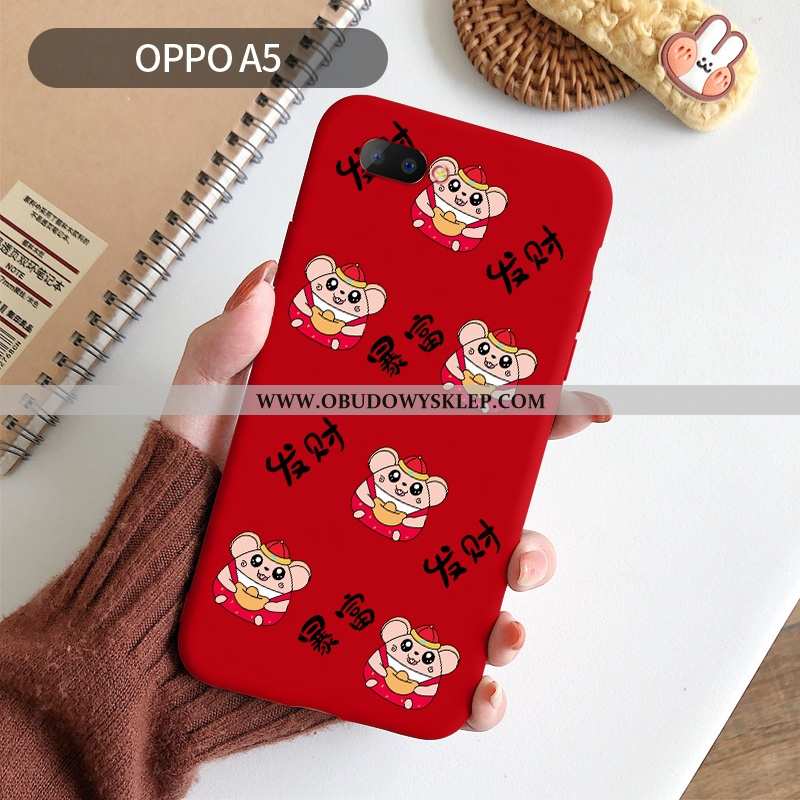 Obudowa Oppo A5 Kreskówka Futerał Proste, Etui Oppo A5 Piękny Rat Czerwona