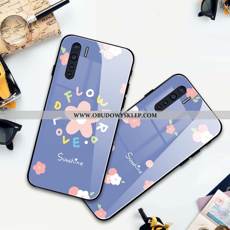 Obudowa Oppo A91 Szkło Kreatywne All Inclusive, Etui Oppo A91 Moda Świeży Niebieska