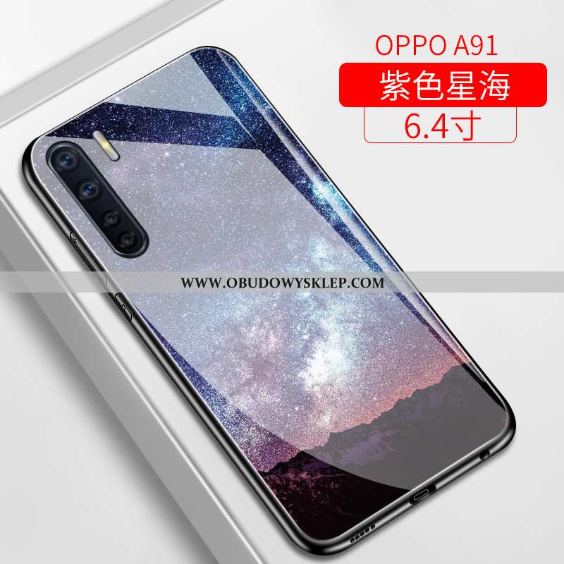 Obudowa Oppo A91 Szkło Trendy Kreatywne, Etui Oppo A91 Osobowość Anti-fall Fioletowy