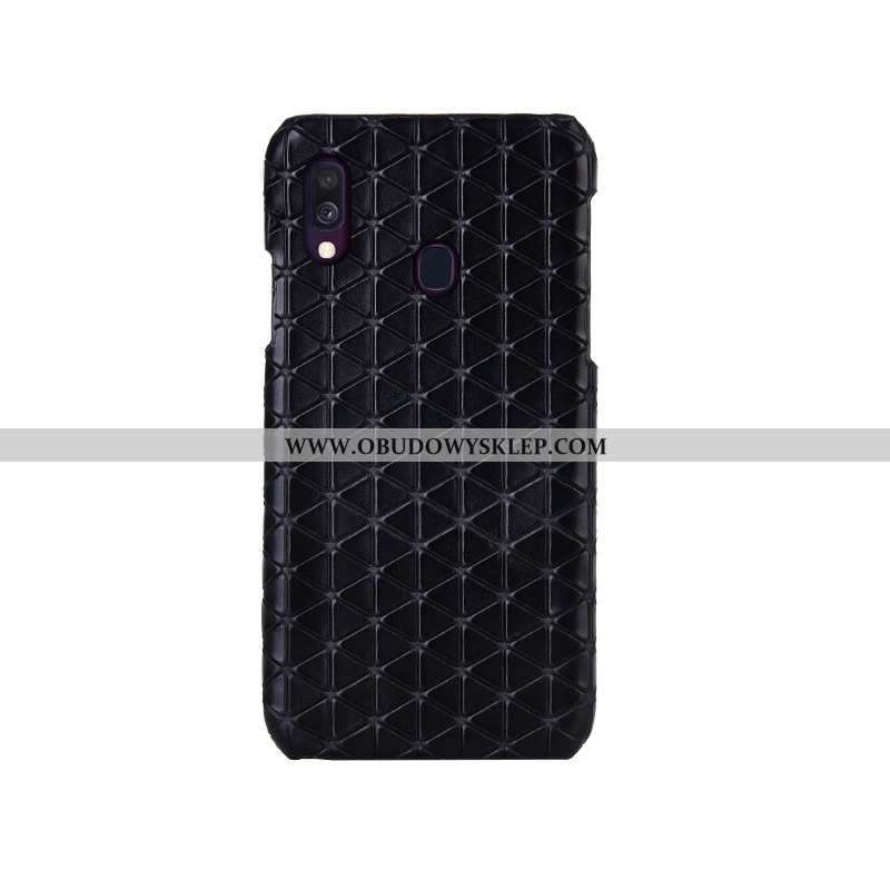 Obudowa Samsung Galaxy A40 Prawdziwa Skóra Moda Czarny, Etui Samsung Galaxy A40 Ochraniacz Futerał C