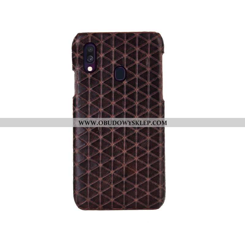 Obudowa Samsung Galaxy A40 Prawdziwa Skóra Moda Czarny, Etui Samsung Galaxy A40 Ochraniacz Futerał C