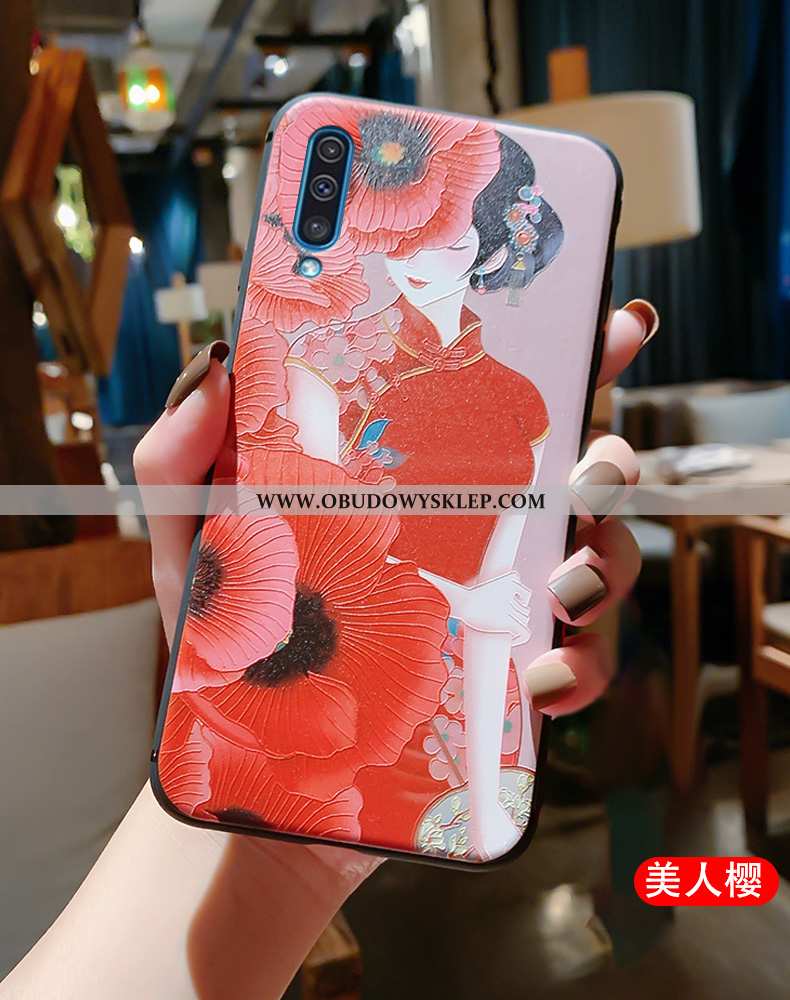 Obudowa Samsung Galaxy A50 Vintage Silikonowe Etui, Etui Samsung Galaxy A50 Super Gwiazda Czerwona