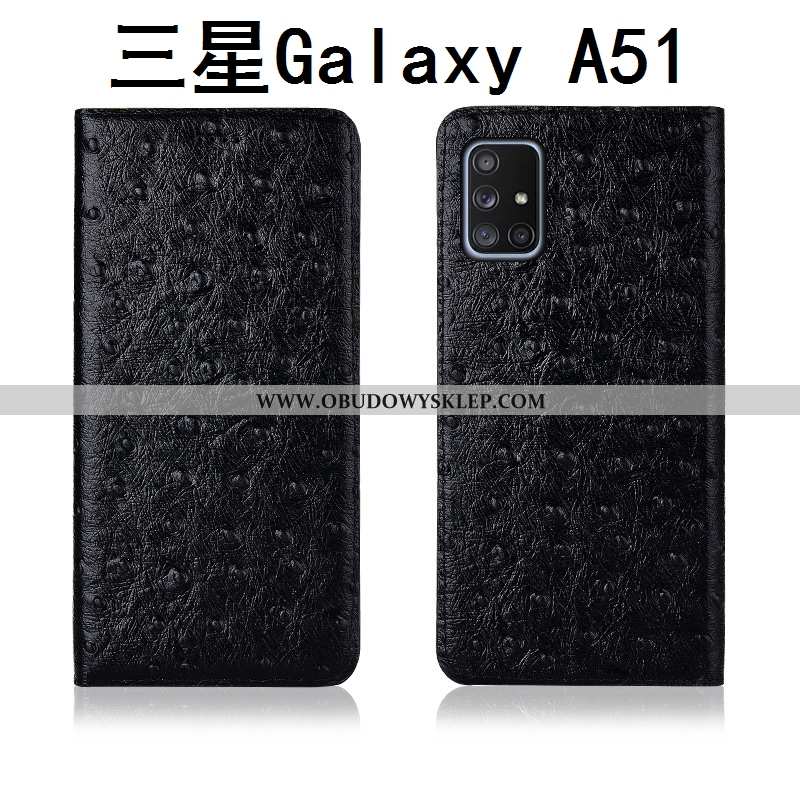 Obudowa Samsung Galaxy A51 Skórzane Etui Ochraniacz Czarny, Samsung Galaxy A51 Nubuku Silikonowe Cza