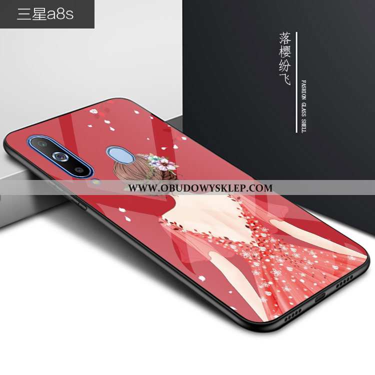 Obudowa Samsung Galaxy A8s Trendy Szkło Etui, Etui Samsung Galaxy A8s Ochraniacz Gwiazda Czerwona