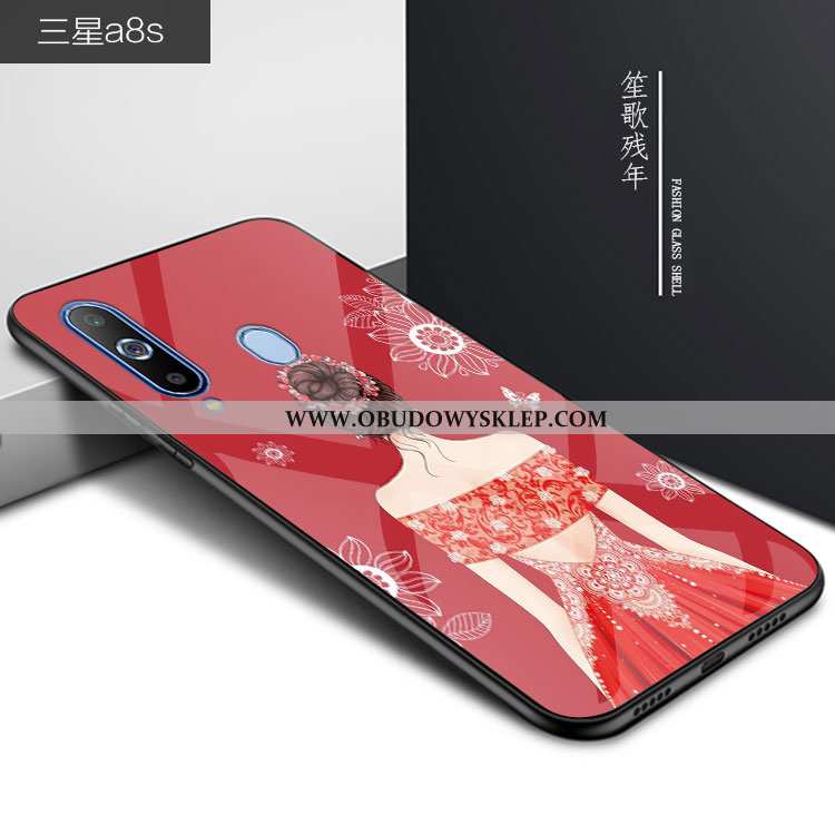 Obudowa Samsung Galaxy A8s Trendy Szkło Etui, Etui Samsung Galaxy A8s Ochraniacz Gwiazda Czerwona