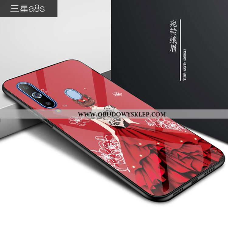 Obudowa Samsung Galaxy A8s Trendy Szkło Etui, Etui Samsung Galaxy A8s Ochraniacz Gwiazda Czerwona