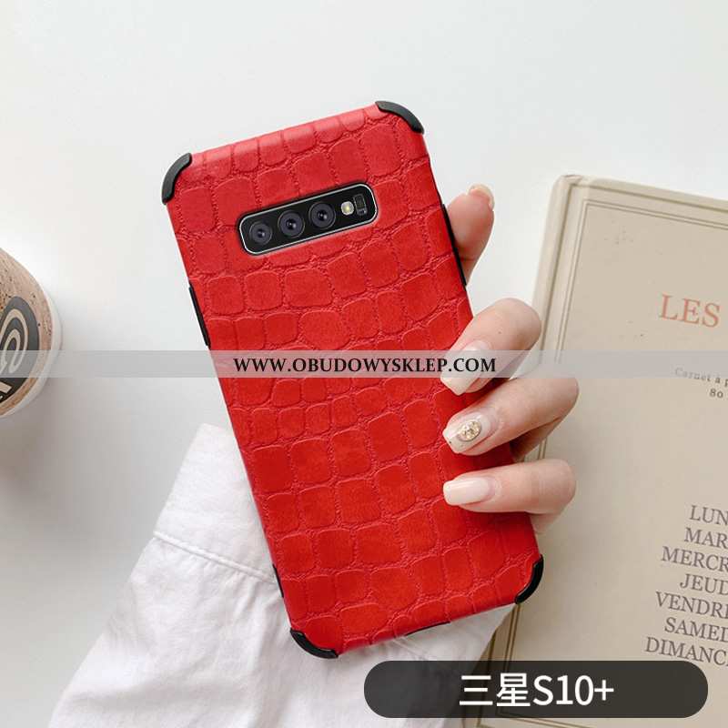 Obudowa Samsung Galaxy S10+ Super Osobowość Futerał, Etui Samsung Galaxy S10+ Cienkie Krokodyl Czerw