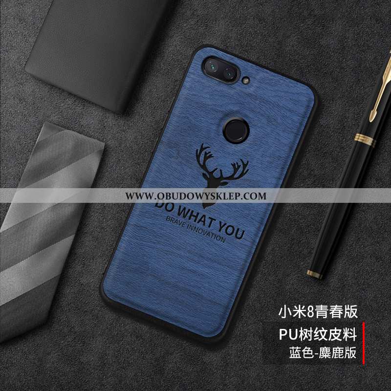 Obudowa Xiaomi Mi 8 Lite Piękny Kreskówka Trendy, Etui Xiaomi Mi 8 Lite Wzór Nubuku Niebieska