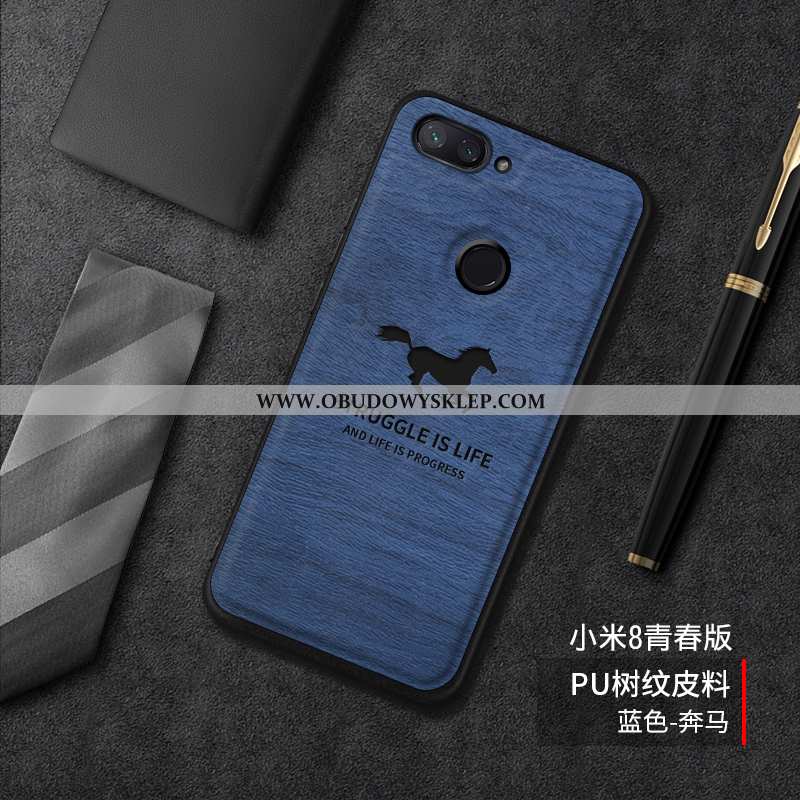 Obudowa Xiaomi Mi 8 Lite Piękny Kreskówka Trendy, Etui Xiaomi Mi 8 Lite Wzór Nubuku Niebieska