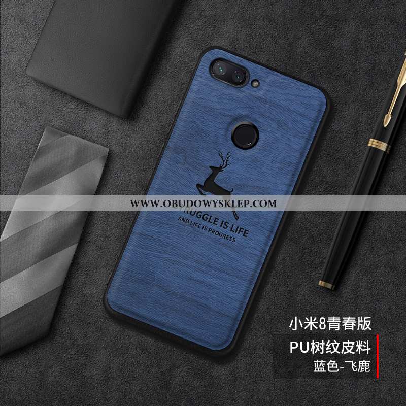 Obudowa Xiaomi Mi 8 Lite Piękny Kreskówka Trendy, Etui Xiaomi Mi 8 Lite Wzór Nubuku Niebieska